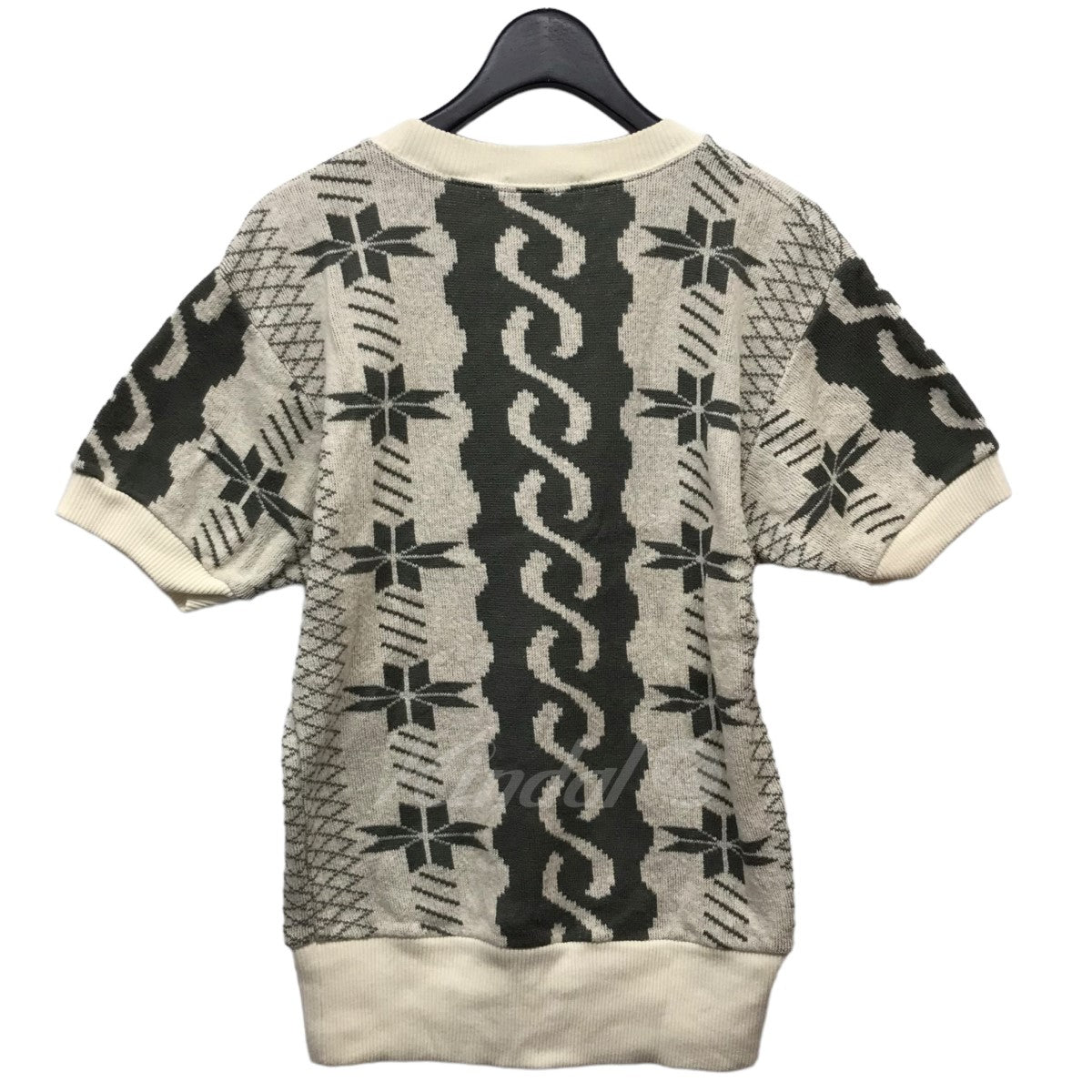 BUTCHER PRODUCTS(ブッチャープロダクツ) 「PATTERN KNIT S／S」サマーニットTシャツ オフホワイト×グリーン サイズ  40｜【公式】カインドオルオンライン ブランド古着・中古通販【kindal】