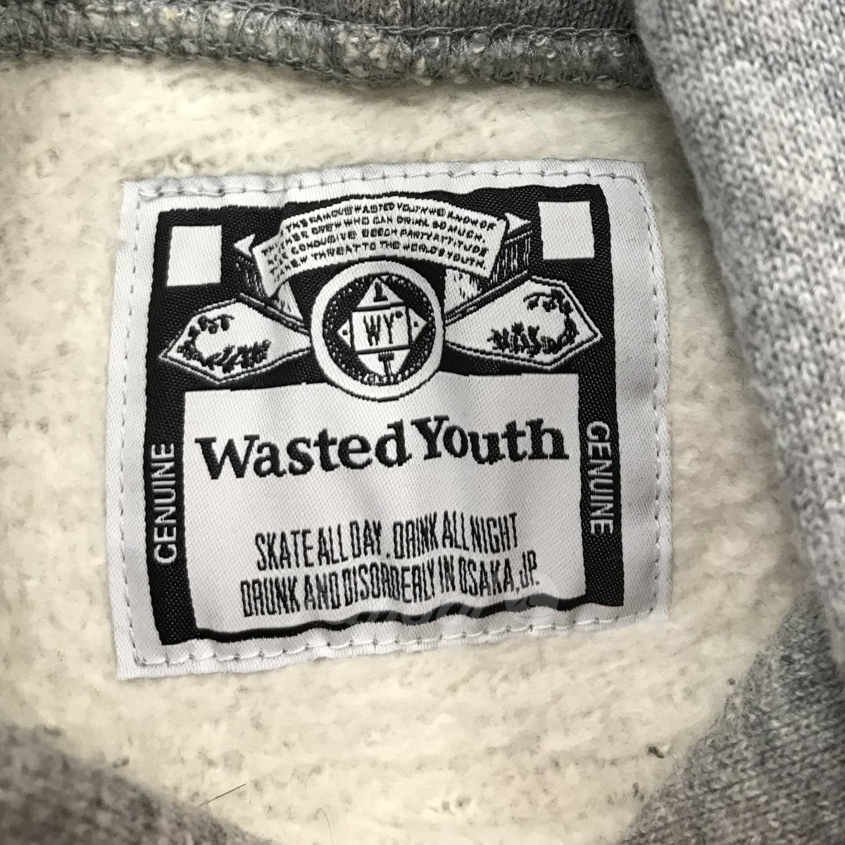 Wasted Youth(ウェイステッドユース) ロゴプルオーバーパーカー グレー サイズ XL