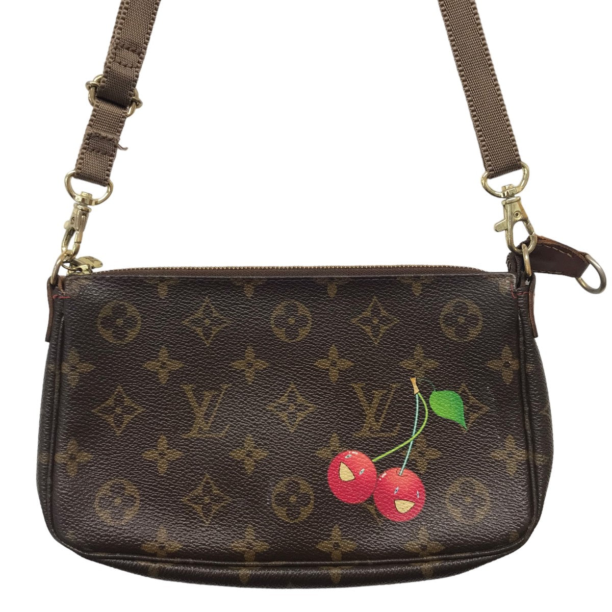 LOUIS VUITTON×村上隆 モノグラム チェリー ポシェット アクセソワール ポーチ M95008 TH0015 ブラウン サイズ  16｜【公式】カインドオルオンライン ブランド古着・中古通販【kindal】