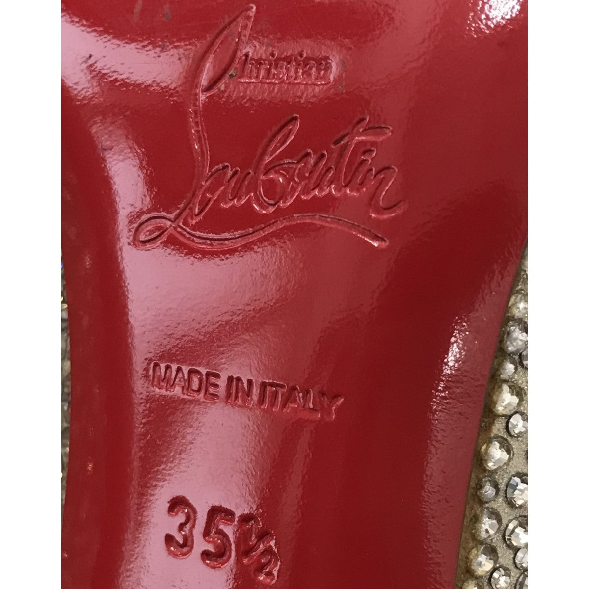 Christian Louboutin(クリスチャンルブタン) スワロフスキーヒールパンプス ベージュ サイズ 35  1/2｜【公式】カインドオルオンライン ブランド古着・中古通販【kindal】