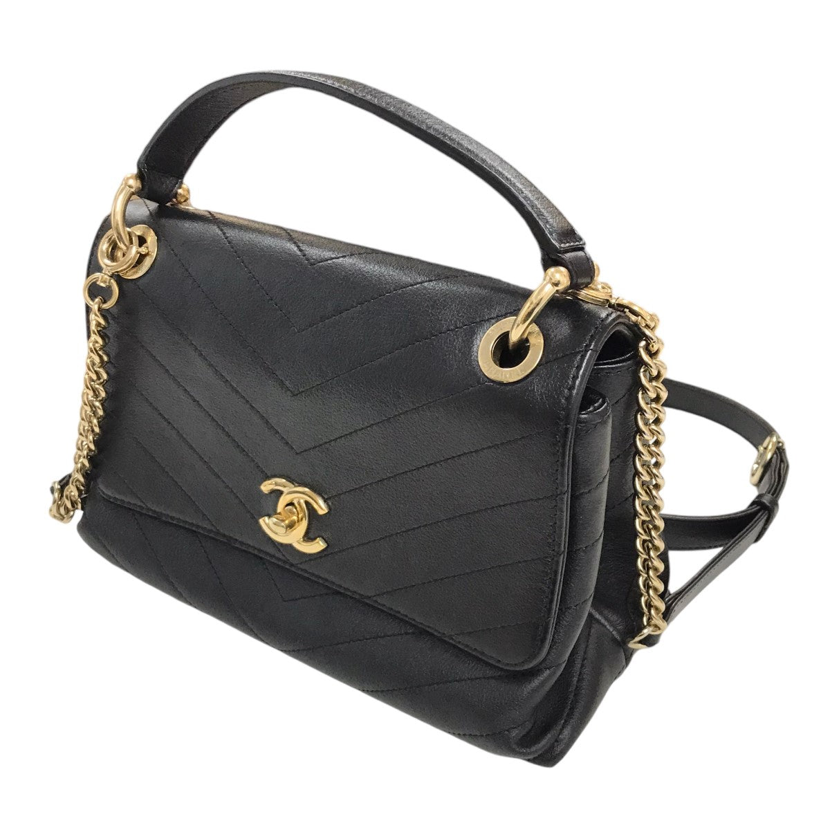 CHANEL Vステッチトップハンドルバッグ の古着・中古アイテム