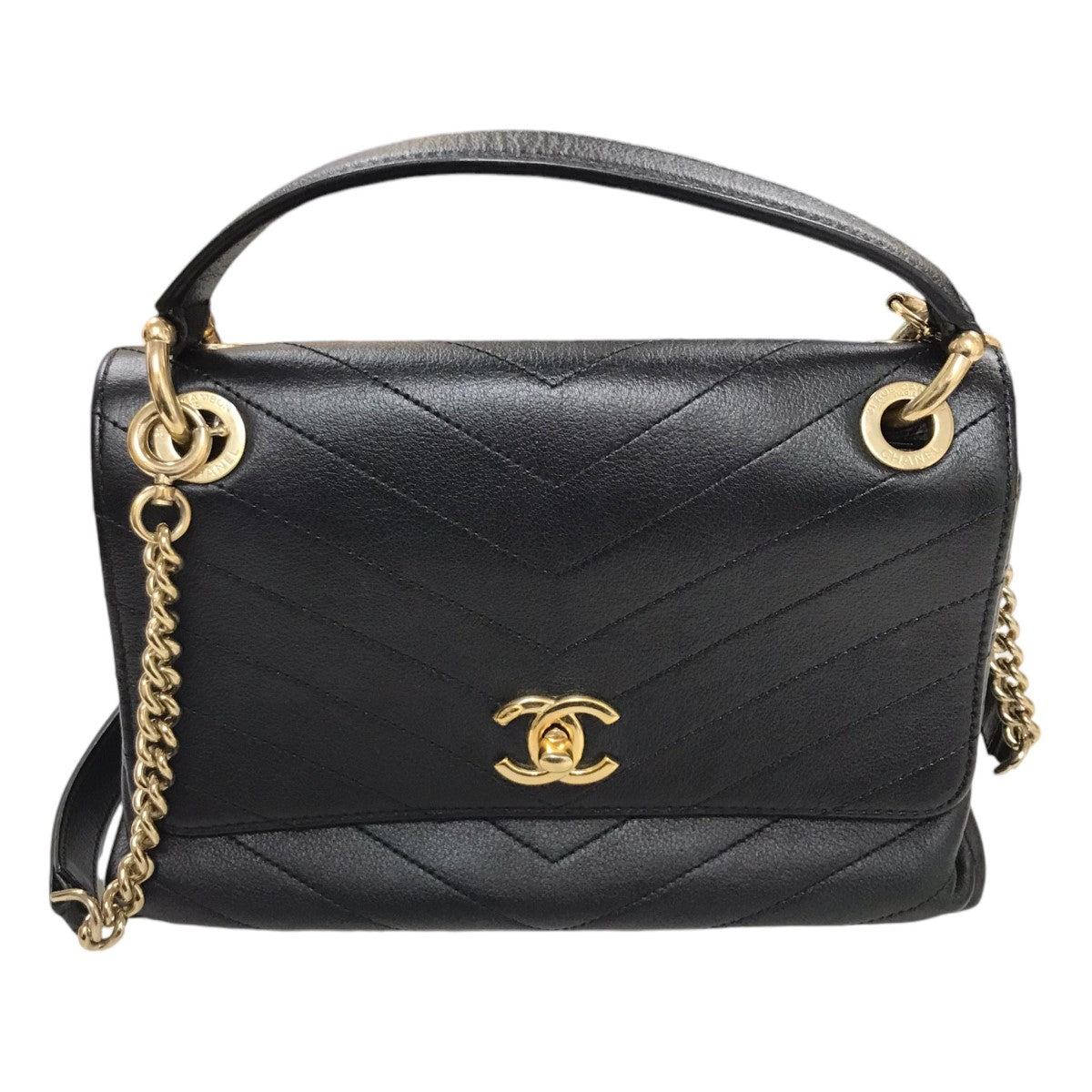 CHANEL Vステッチトップハンドルバッグ の古着・中古アイテム