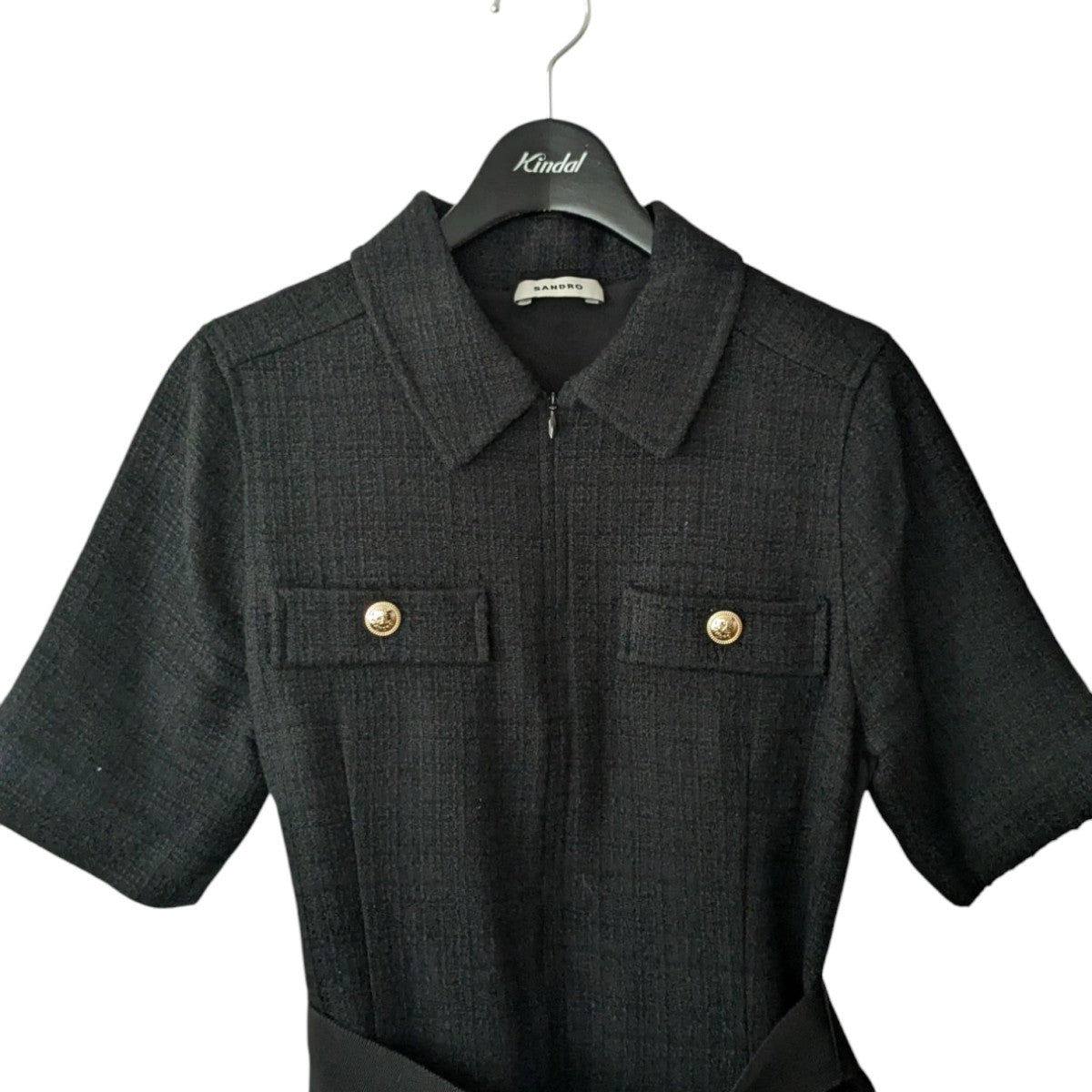 【SANDRO】ツイードワンピース SANDRO ツイード ミニワンピース デニムトリム | THE OUTNET