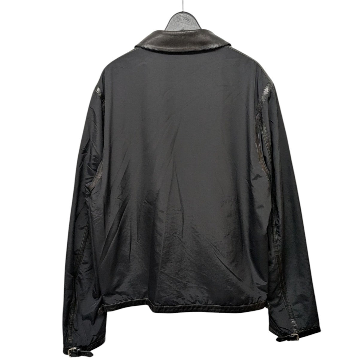 HERMES(エルメス) ナイロン×レザーZIP UPジャケット ブラック サイズ
