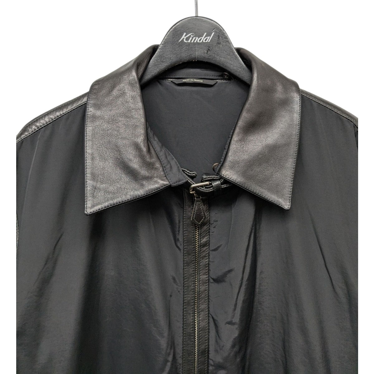 HERMES(エルメス) ナイロン×レザーZIP UPジャケット ブラック サイズ