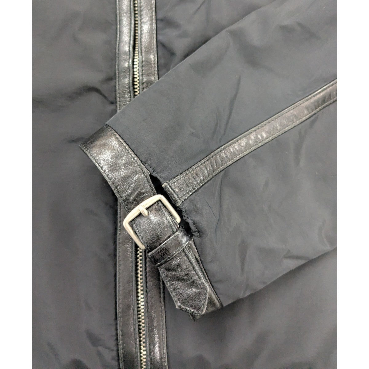 HERMES(エルメス) ナイロン×レザーZIP UPジャケット ブラック サイズ