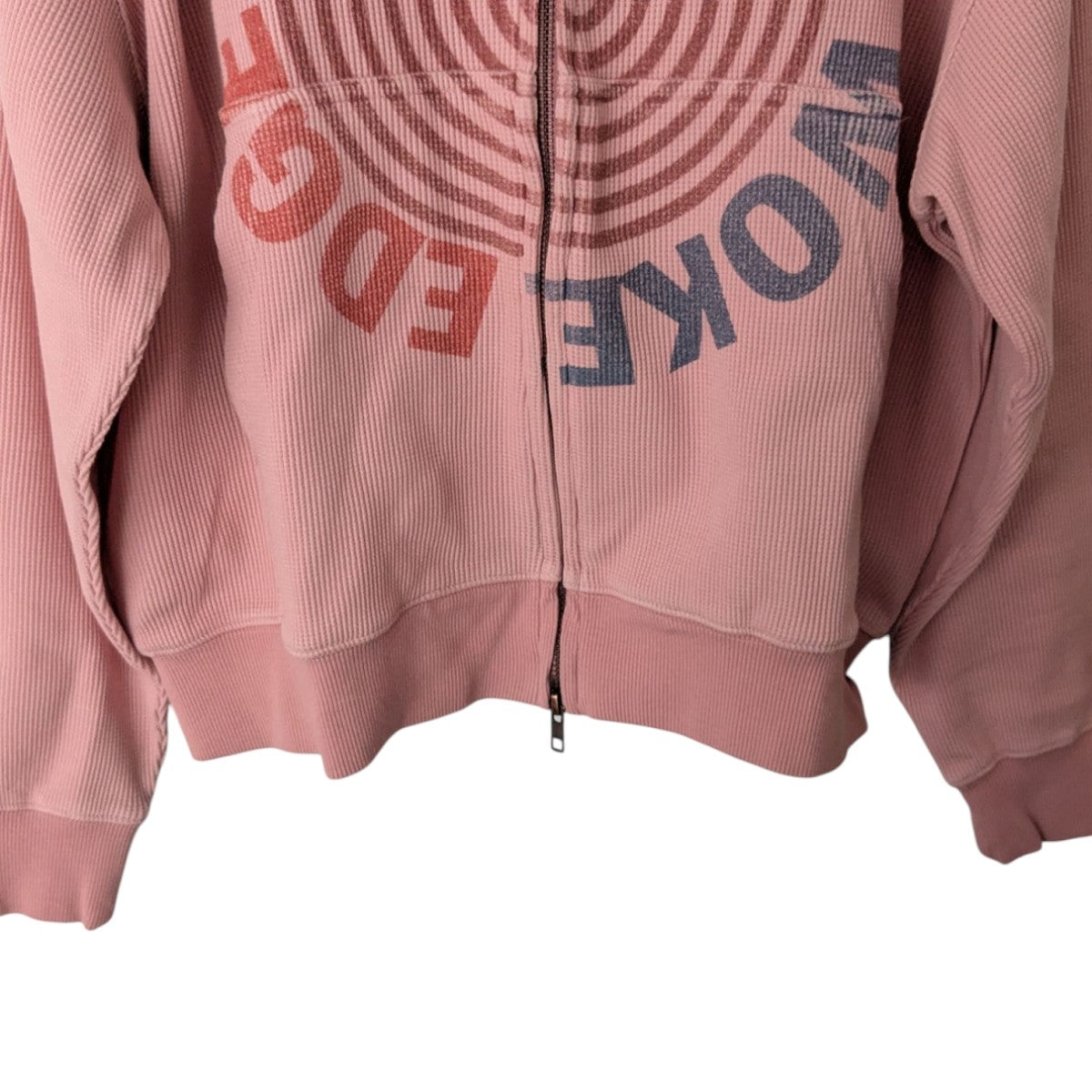 WOKE EDGE Washed Thermal Zip HoodieサーマルZIP UPパーカー 古着・中古-4枚目のアイテム画像