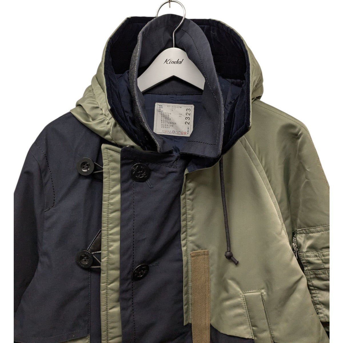 ［美品］22AW サカイ　モッズコート　048 サイズ3 ダブルジップ　ブラック sacai(サカイ) 20AW パネルダブルコート 20-02323M ネイビー