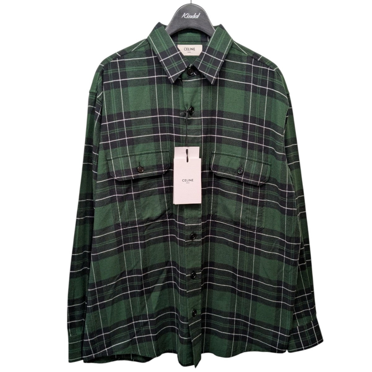 CELINE フラネルシャツ CELINE(セリーヌ) フランネルチェックオーバーサイズシャツ