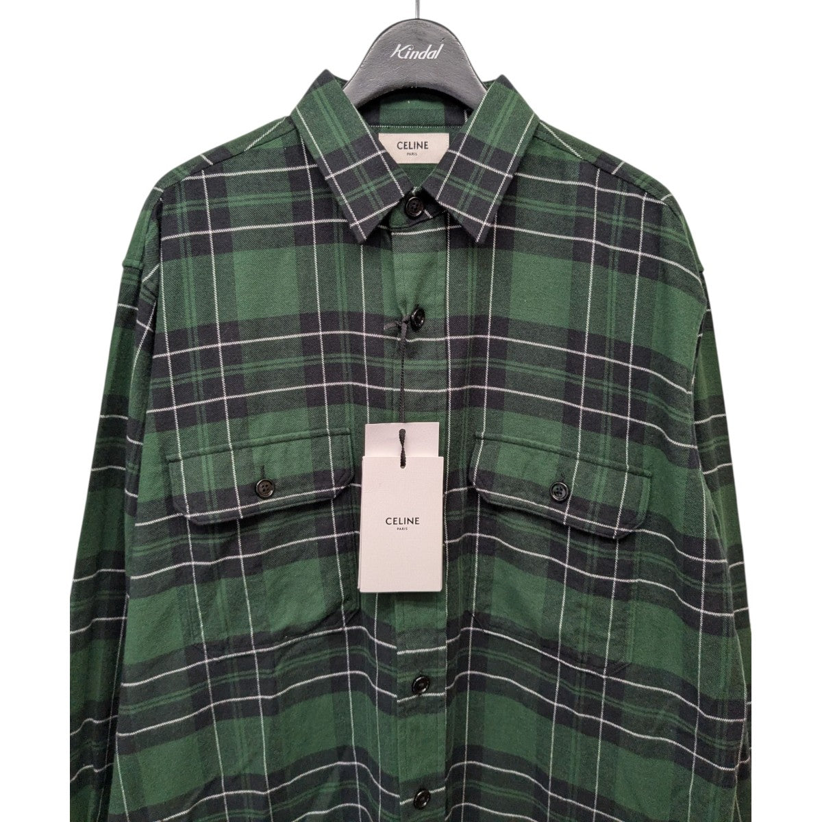 22SS Celine オーバーサイズ チェックシャツ 37 セリーヌ CELINE(セリーヌ) フランネルチェックオーバーサイズシャツ