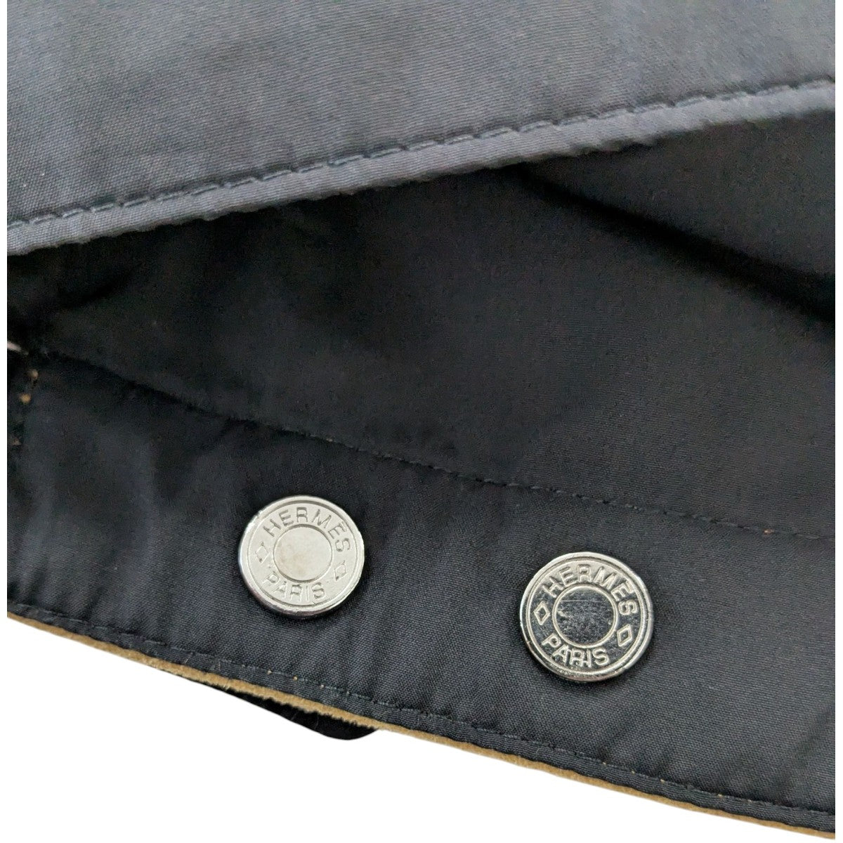 HERMES(エルメス) レザー切替中綿ZIP UPジャケット ブラック