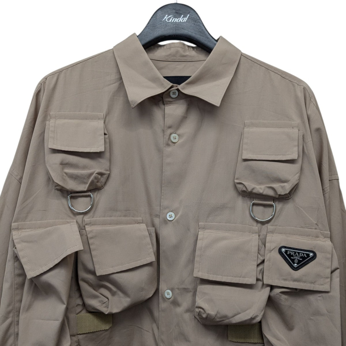 PRADA(プラダ) トライアングルロゴサファリシャツSC765 SC765 ベージュ
