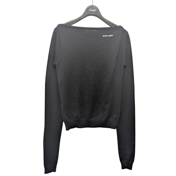 mi☆ MIU MIU(ミュウミュウ) ボートネックニットセーター MMLA85 ネイビー