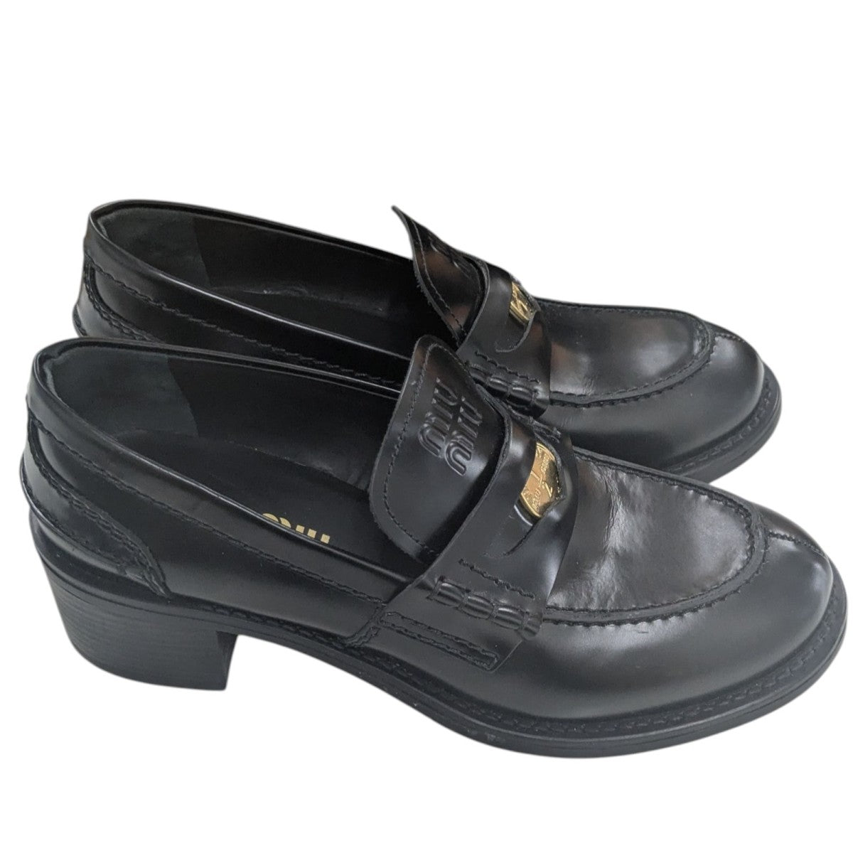 miumiu ブラッシュドレザー ペニーローファー MIU MIU(ミュウミュウ) ブラッシュドレザーペニーローファー