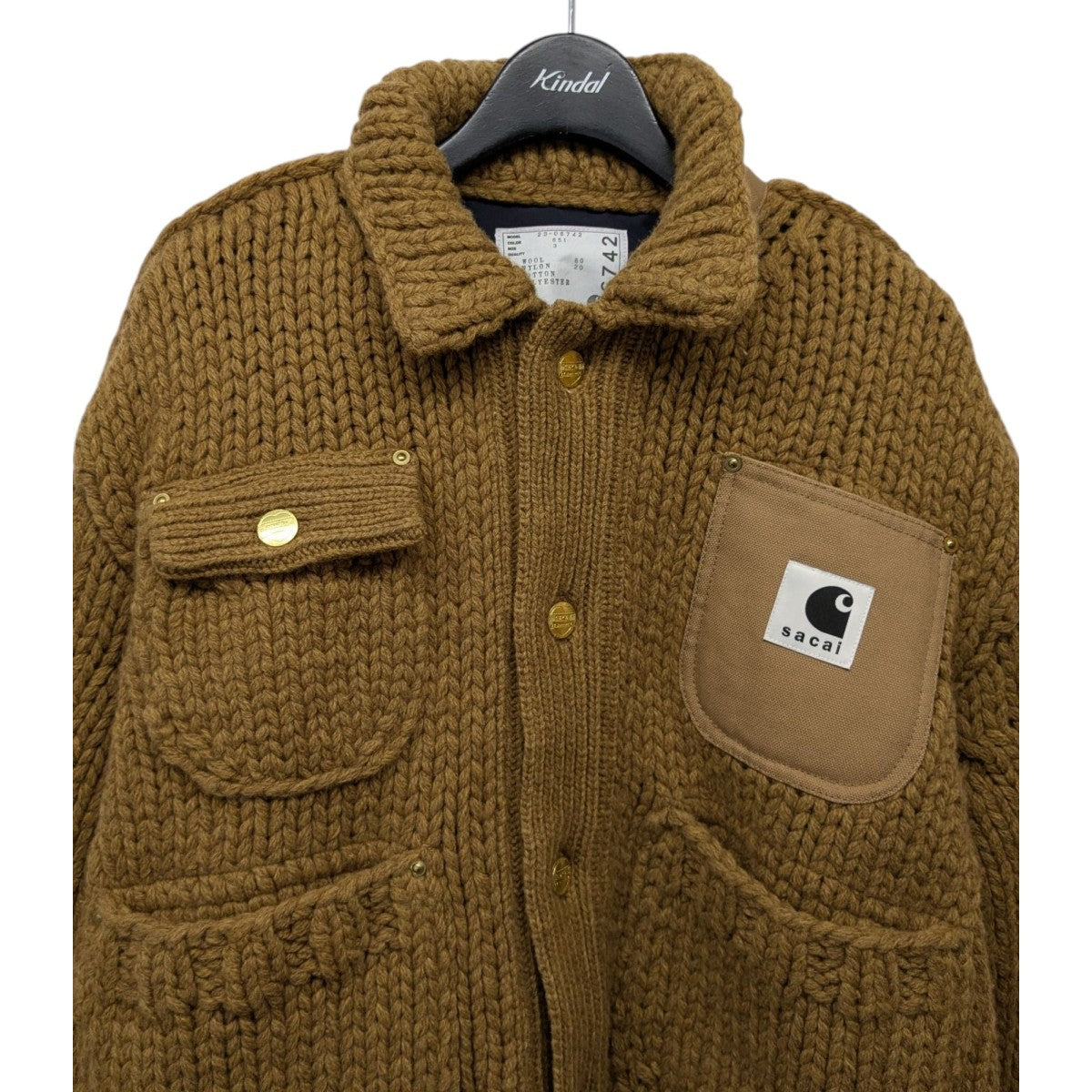 Sacai Carhartt ミシガンジャケット　サイズ3 Sacai - Sacai X CARHARTT WIP ニット ジャケット ミシガン