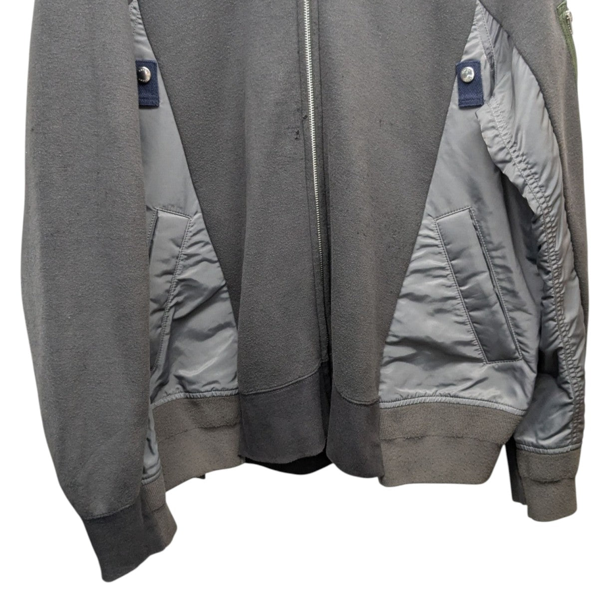 sacai Sponge Sweat X Ma-1 ジップアップパーカー sacai Black Sponge Sweat MA-1 Zip Hoodie Sacai