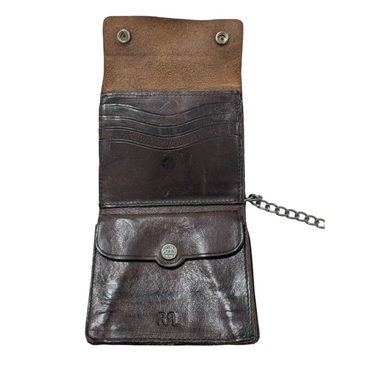 RRL(ダブルアールエル) コンチョレザーチェーンウォレット ブラウン