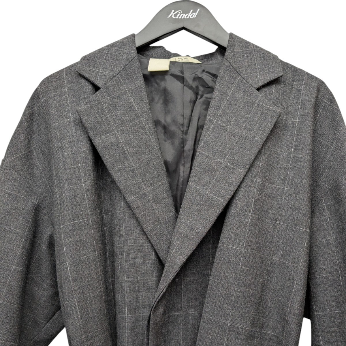 N.HOOLYWOOD / チェスターコート/38/ウール/GRY/チェック N．HOOLYWOOD(エヌハリウッド) チェックロングコート1201-C002-035