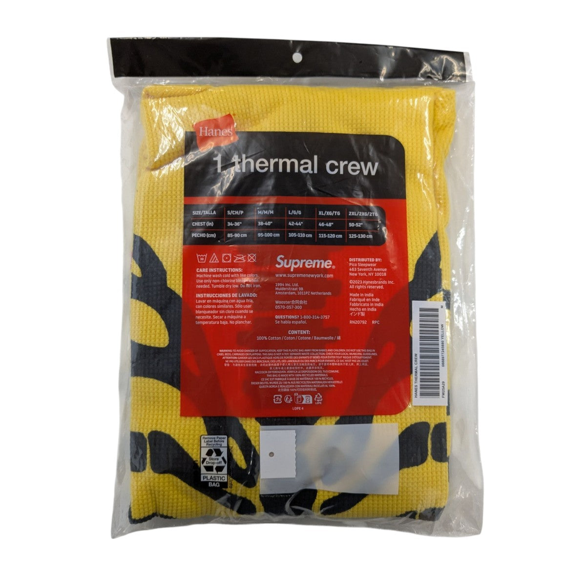 Supreme×Hanes 25AWBones Thermal CrewボーンサーマルロングTシャツ