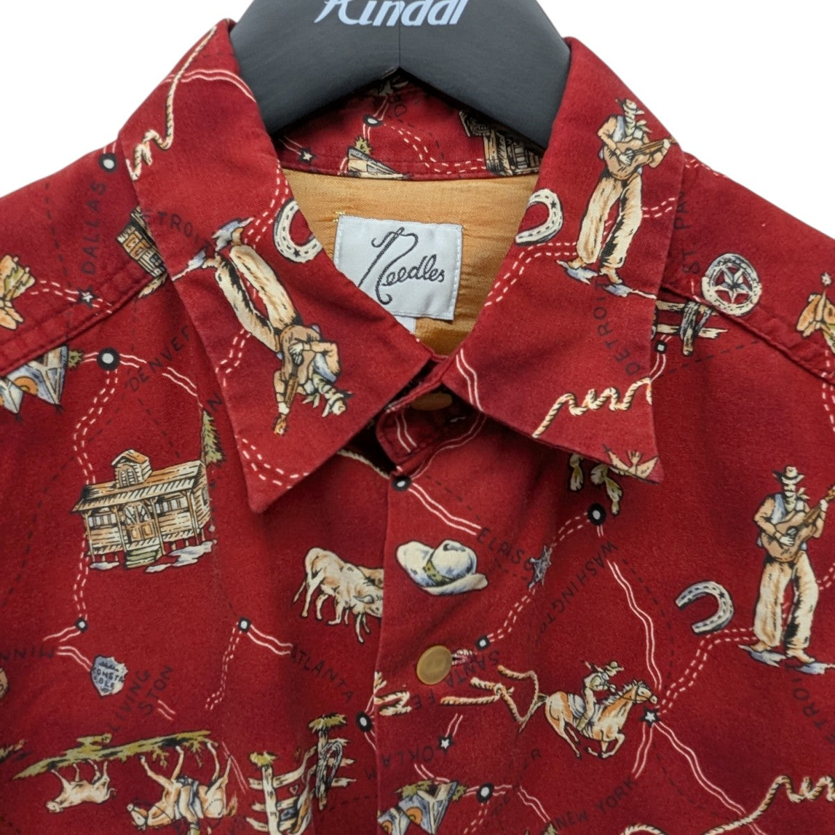 Needles(ニードルズ) 初期 白タグ MADE IN USA総柄シャツ レッド
