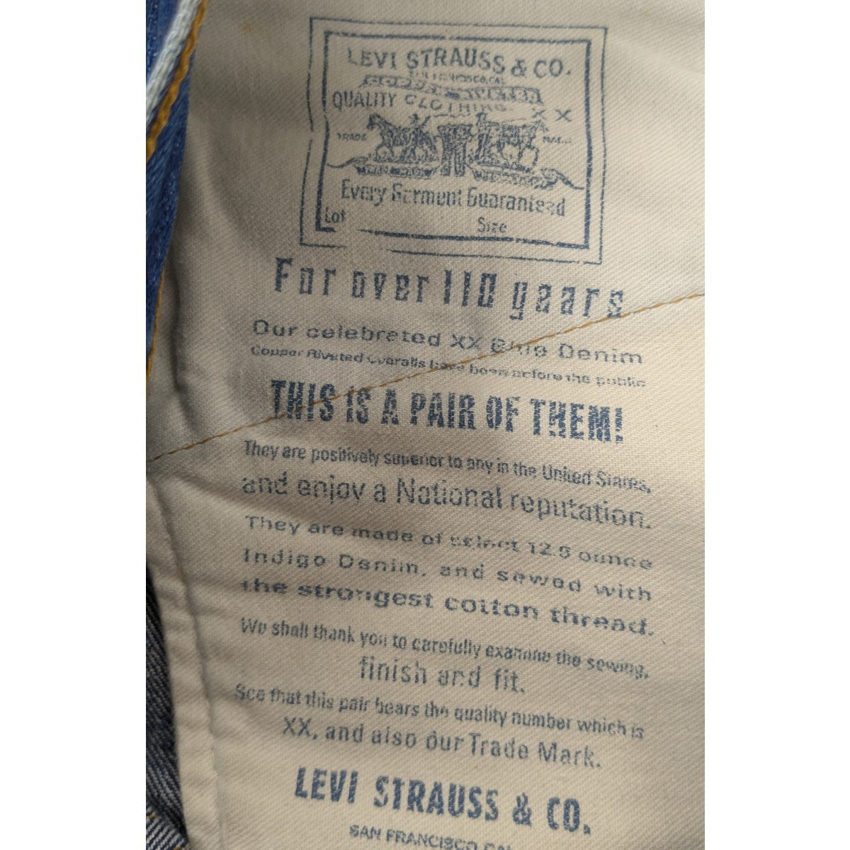 LEVI’S BIG E 平行ステッチ 耳付 501デニムパンツ 古着・中古-9枚目のアイテム画像