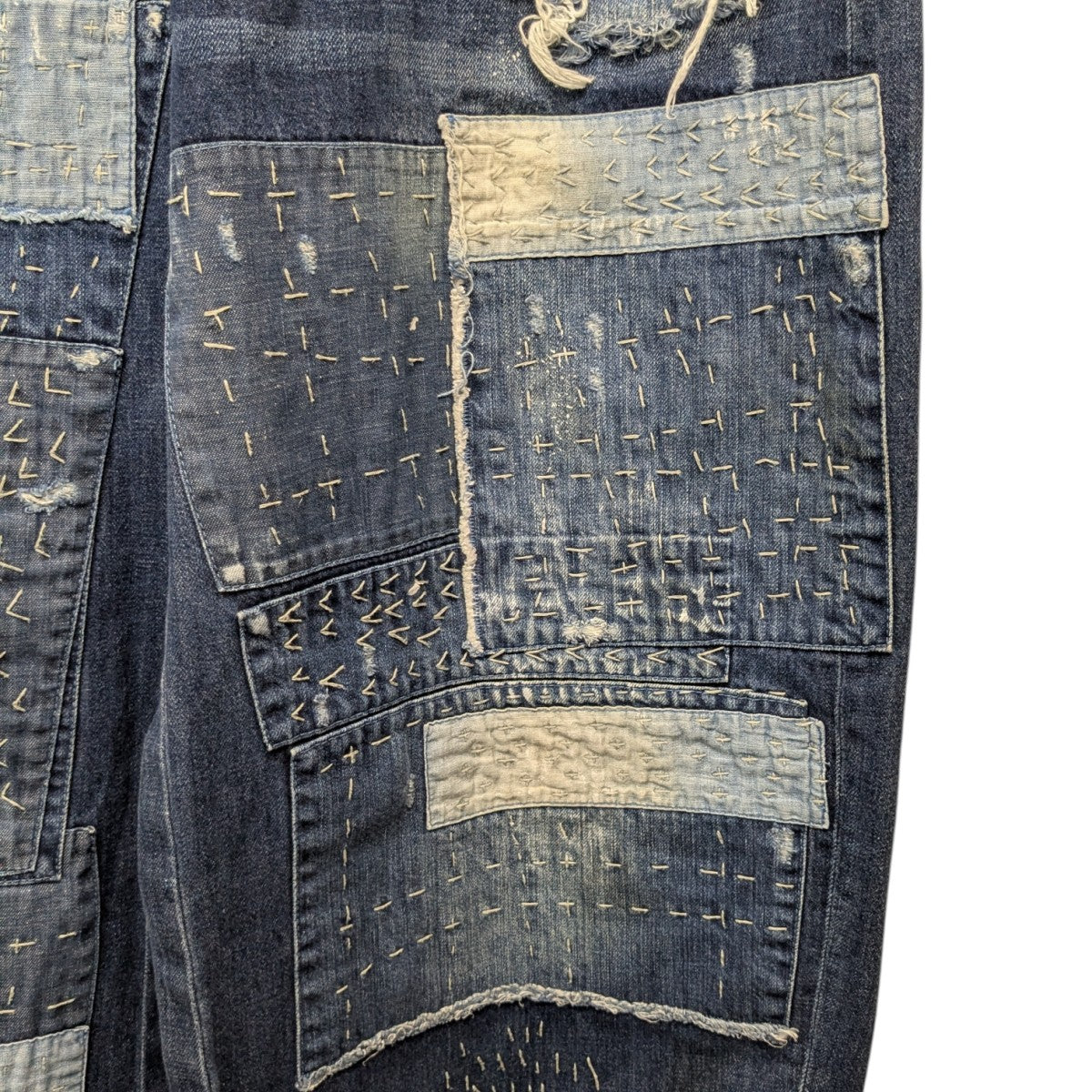 16AWWork Wear jeansリペア加工ワイドデニムパンツS71LB0185