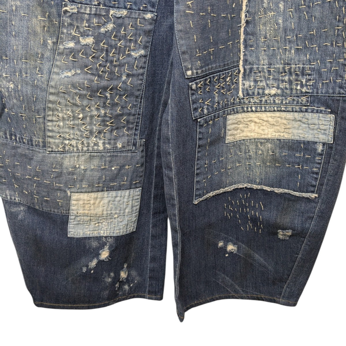 16AWWork Wear jeansリペア加工ワイドデニムパンツS71LB0185