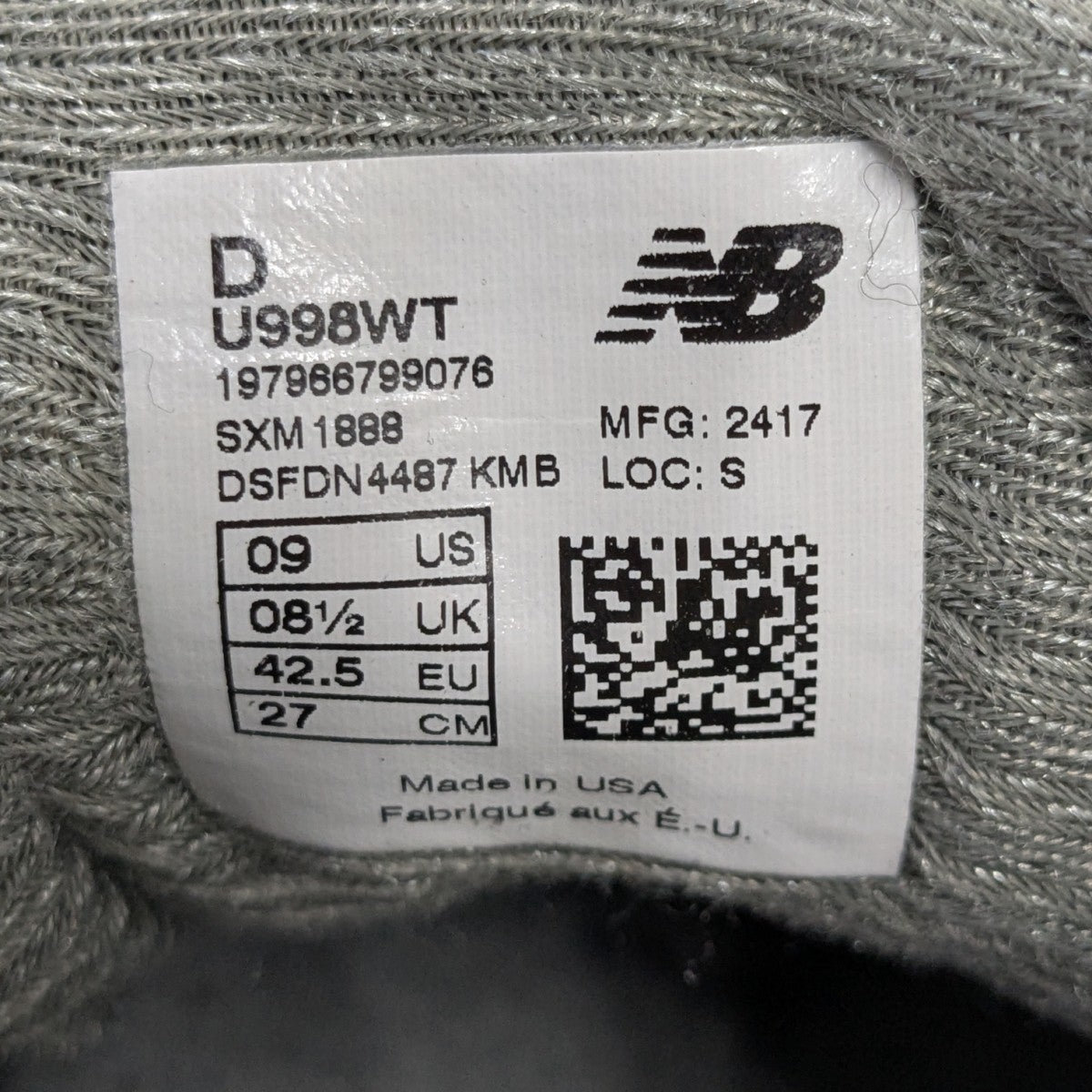 U998WTローカットスニーカー