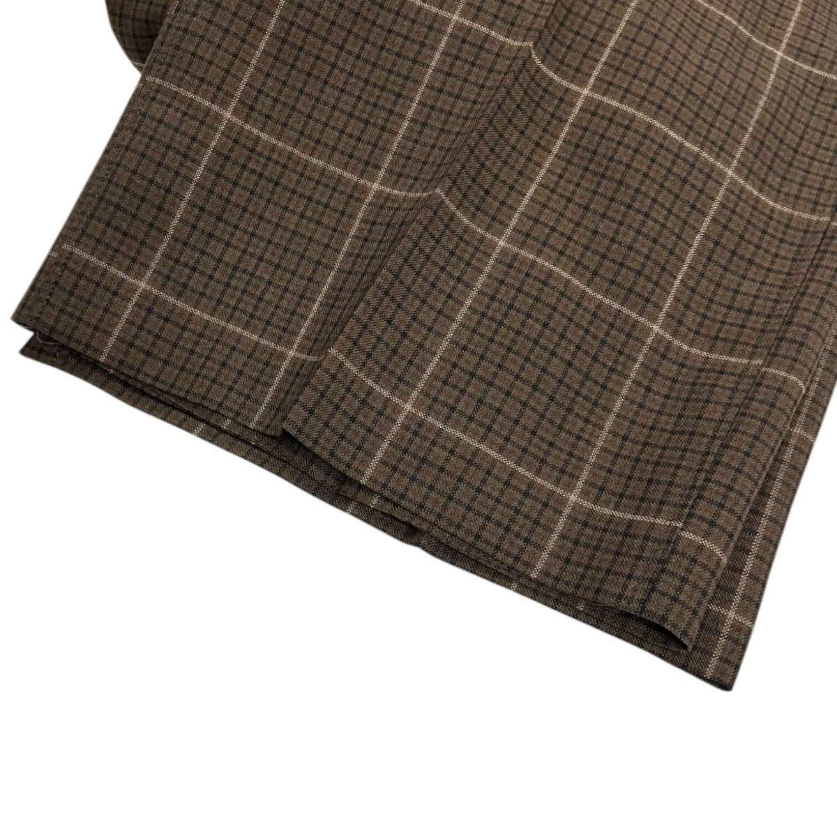 19AWFox Brothers Wool Block Checkセンタージップチェックパンツ