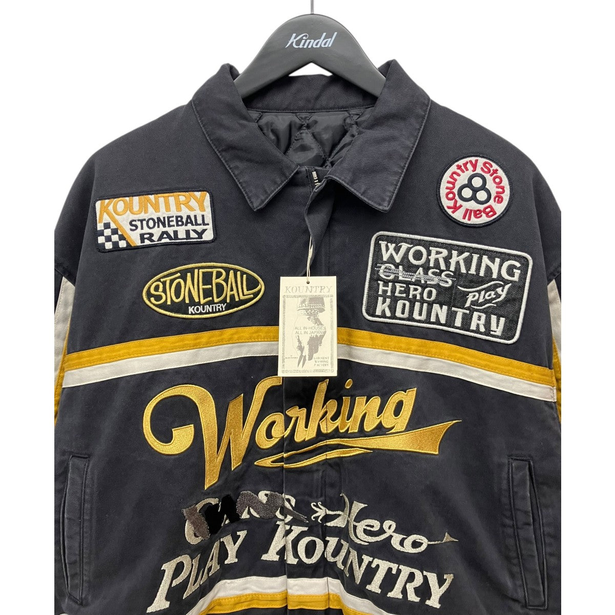 KAPITALブラック チノレーシングジャケット 3 CHINO AD RACING DRIZZLER JACKET BLACK | Bodega