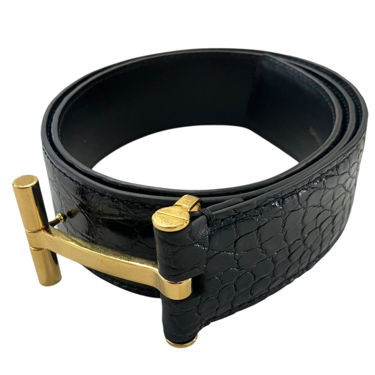 TOM FORD Tバックルエンボスレザーベルト 古着・中古-1枚目のアイテム画像