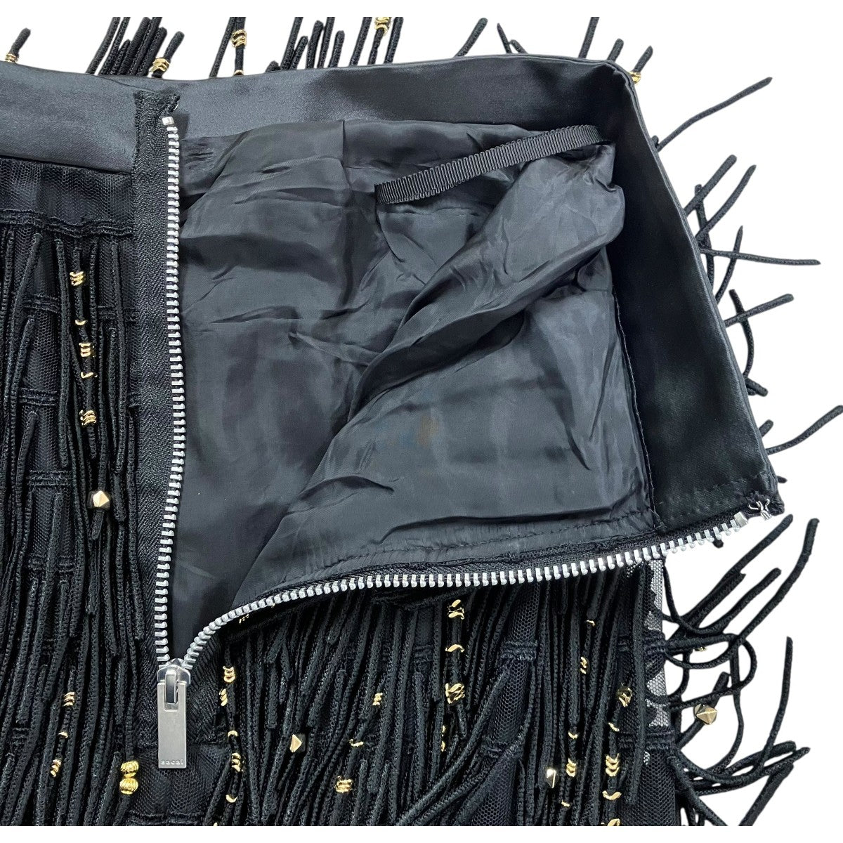 sacai スタッズフリンジスカート 古着・中古-4枚目のアイテム画像