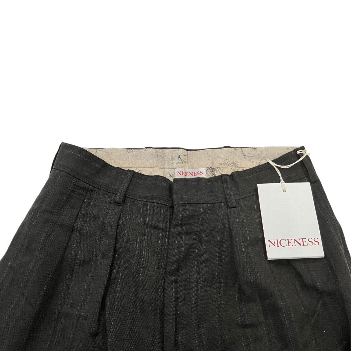 25AWS．SCHENKERウールリネンストライプフライングＶトラウザーNN-1302T16