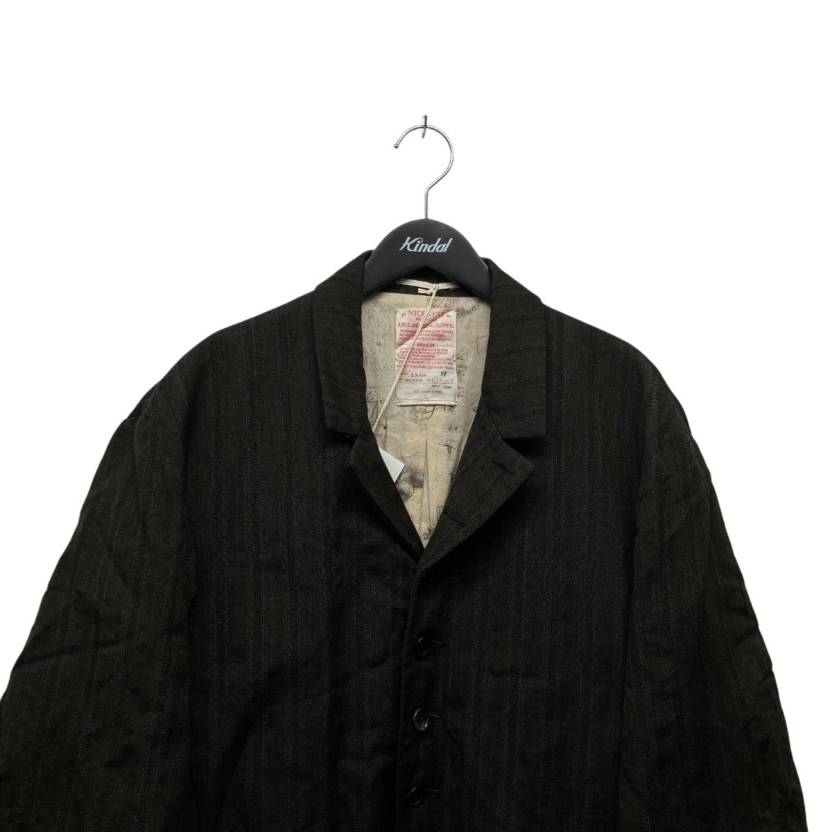 25AW S．SLASH ウールリネンストライプアーミッシュジャケット NN-1301O16