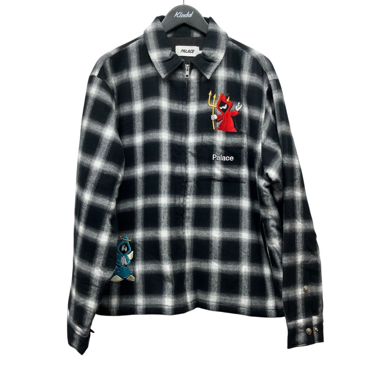 25AWZIP UP SHIRTジップアップワッペンチェックシャツ