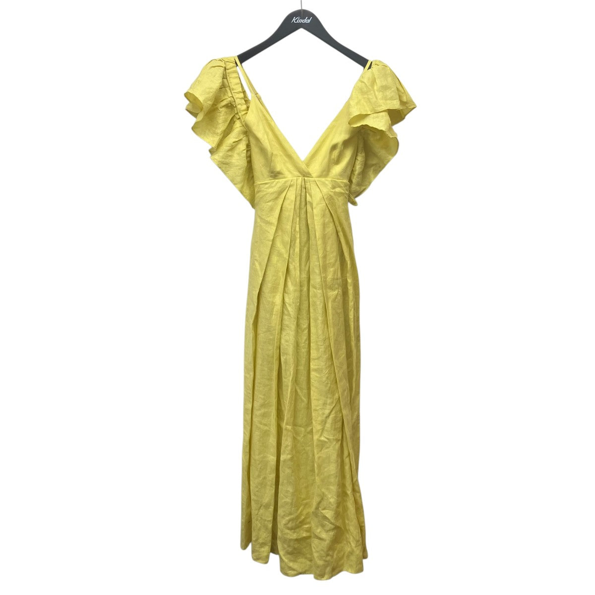 ボタニカルダイ リネン フリル ショルダードレス ワンピースMY20SS-OP014