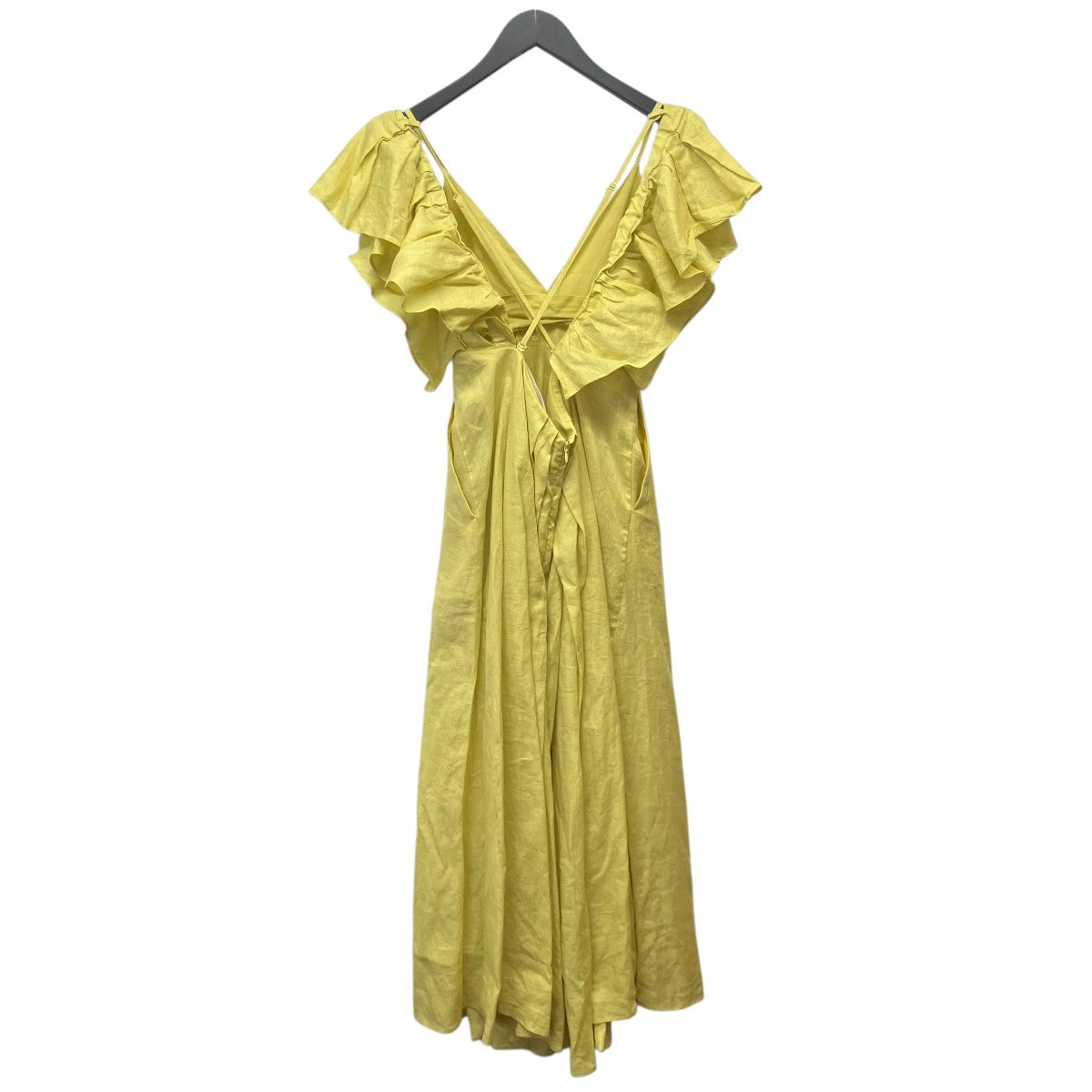 ボタニカルダイ リネン フリル ショルダードレス ワンピースMY20SS-OP014