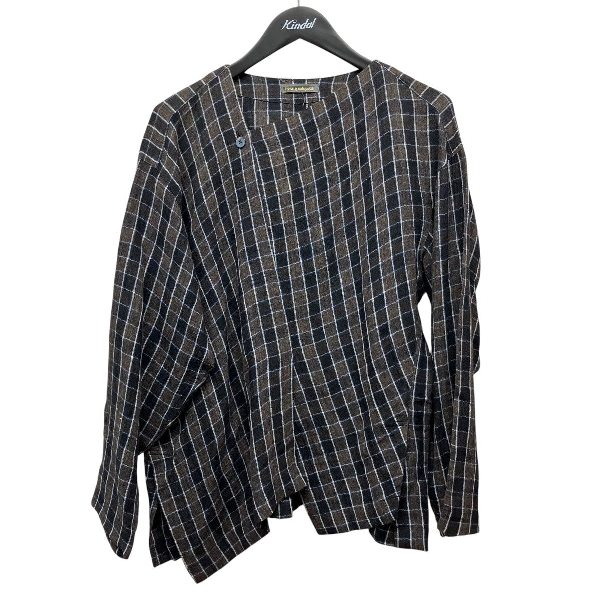 ISSEY MIYAKE 80s筆タグチェックプルオーバーブラウスJS12915 古着・中古-1枚目のアイテム画像