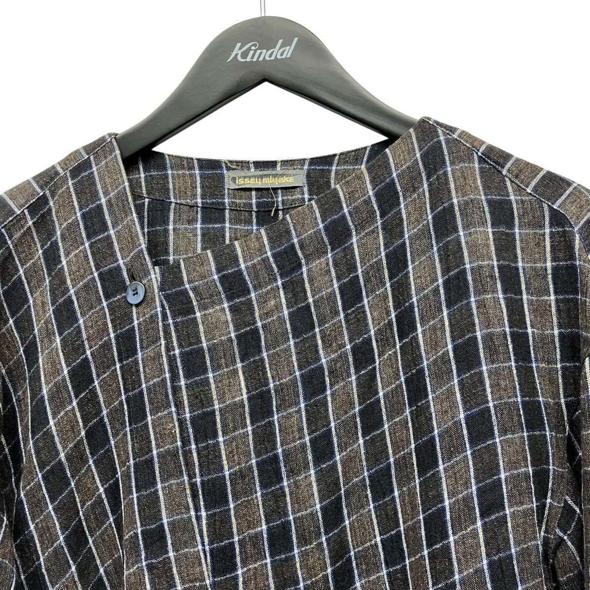 ISSEY MIYAKE 80s筆タグチェックプルオーバーブラウスJS12915 古着・中古-3枚目のアイテム画像