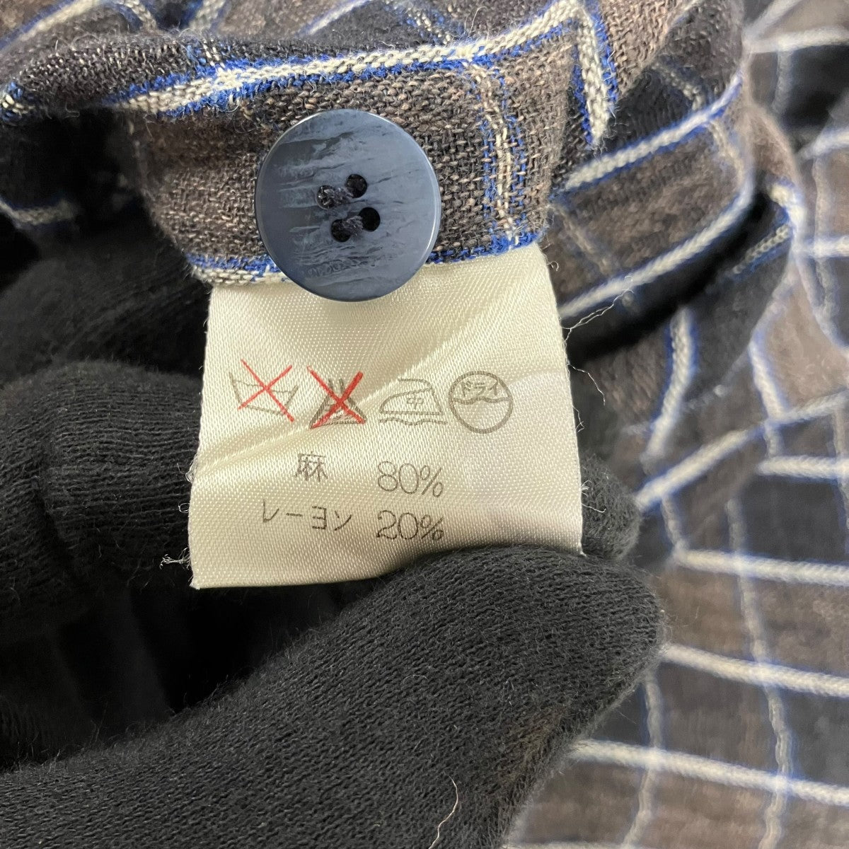 ISSEY MIYAKE 80s筆タグチェックプルオーバーブラウスJS12915 古着・中古-7枚目のアイテム画像