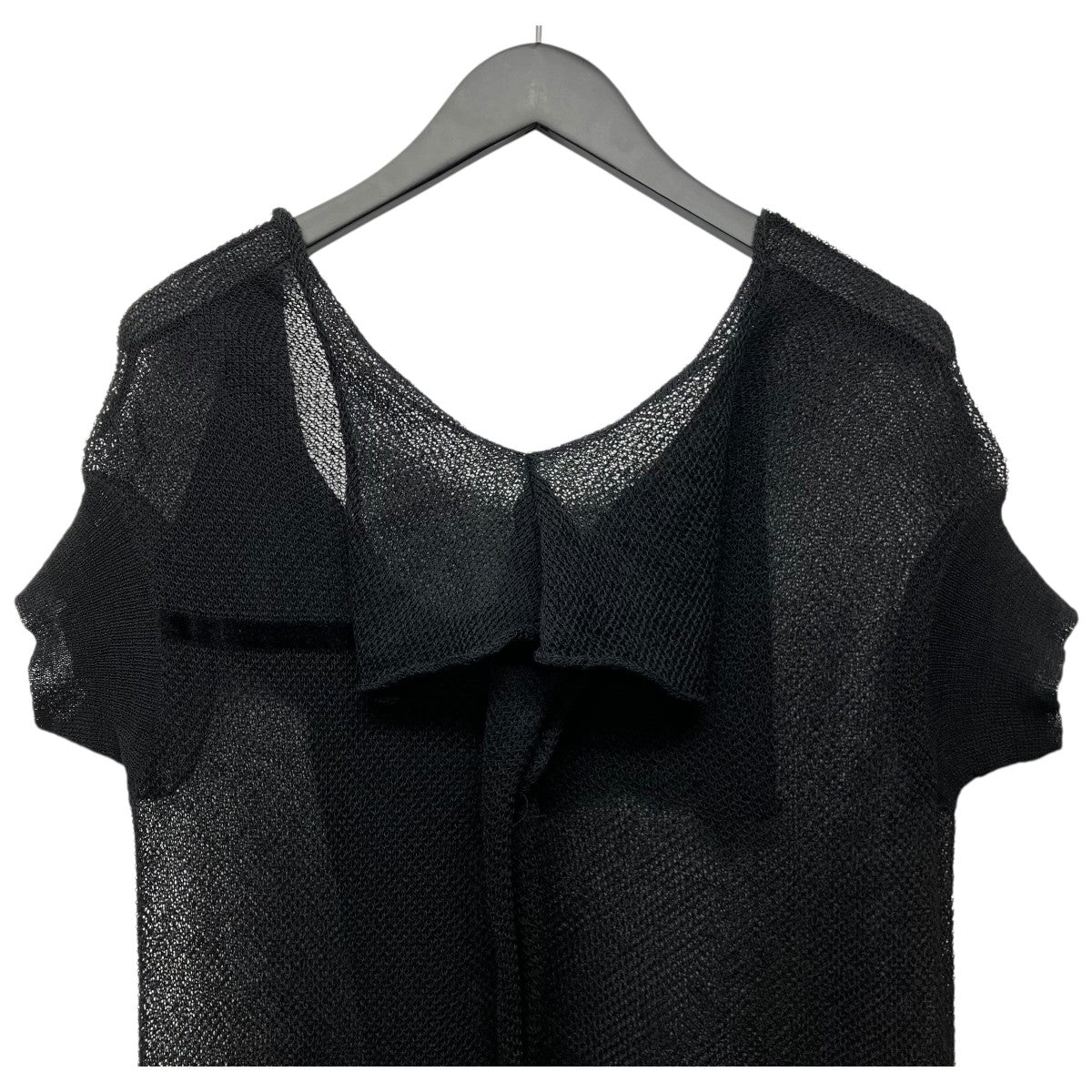 YOHJI YAMAMOTO 「TUCK STITCH DRAPED PULLOVER」メッシュニットワンピース 古着・中古-4枚目のアイテム画像