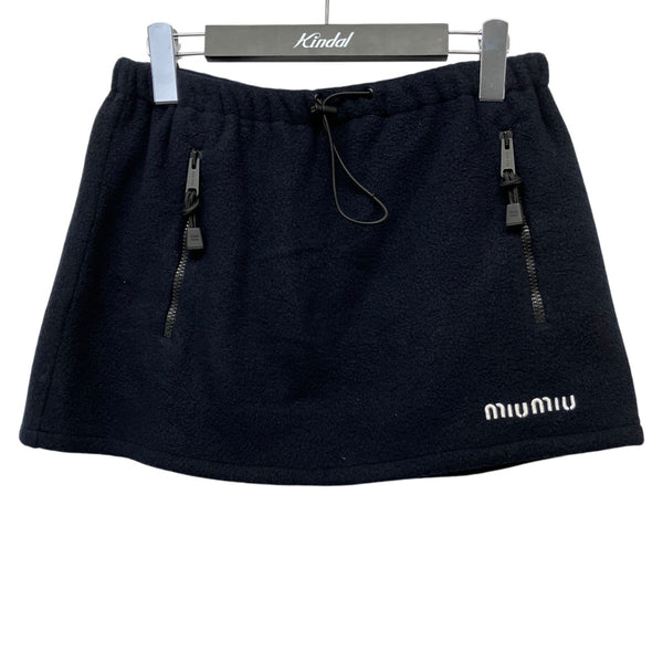 最終値下げ！miumiu ニット スカートM MIU MIU(ミュウミュウ) フリーススカートMG2518 MG2518 ネイビー