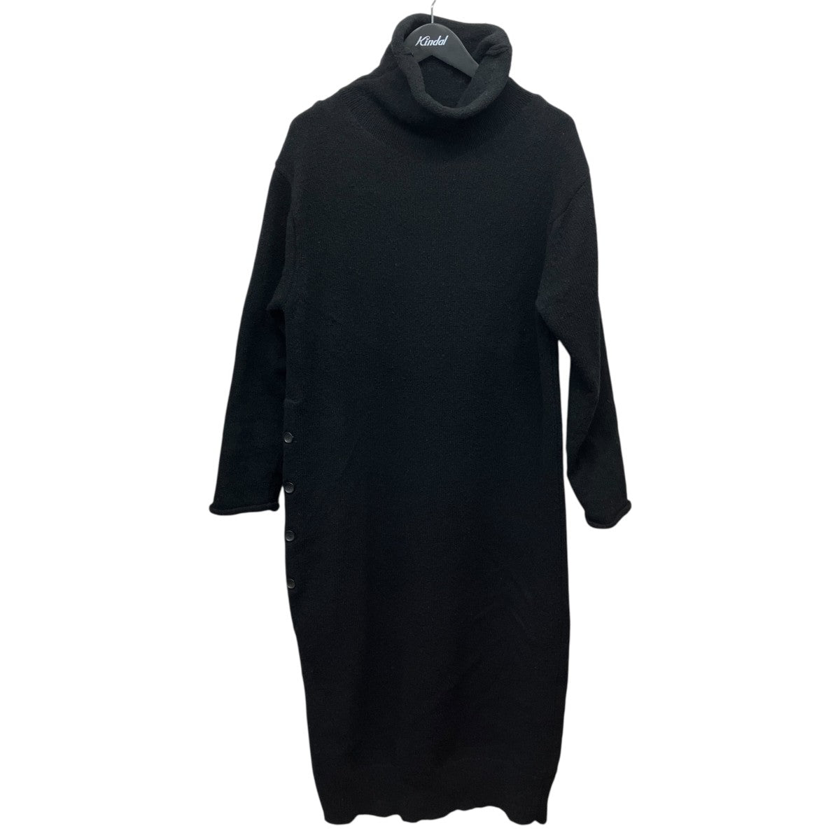 cotton high neck knitting dressタートルネックサイドボタンニットワンピース1025204003