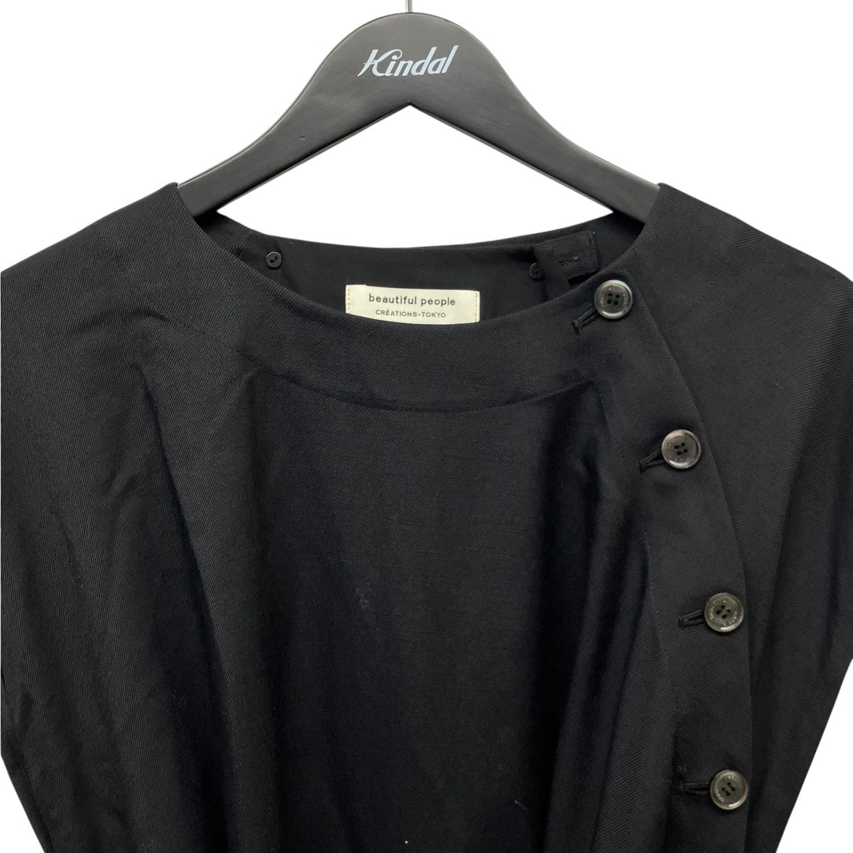 beautiful people viscosewool gabardin raglan split dressノースリーブベルテッドワンピース1045104005 古着・中古-3枚目のアイテム画像