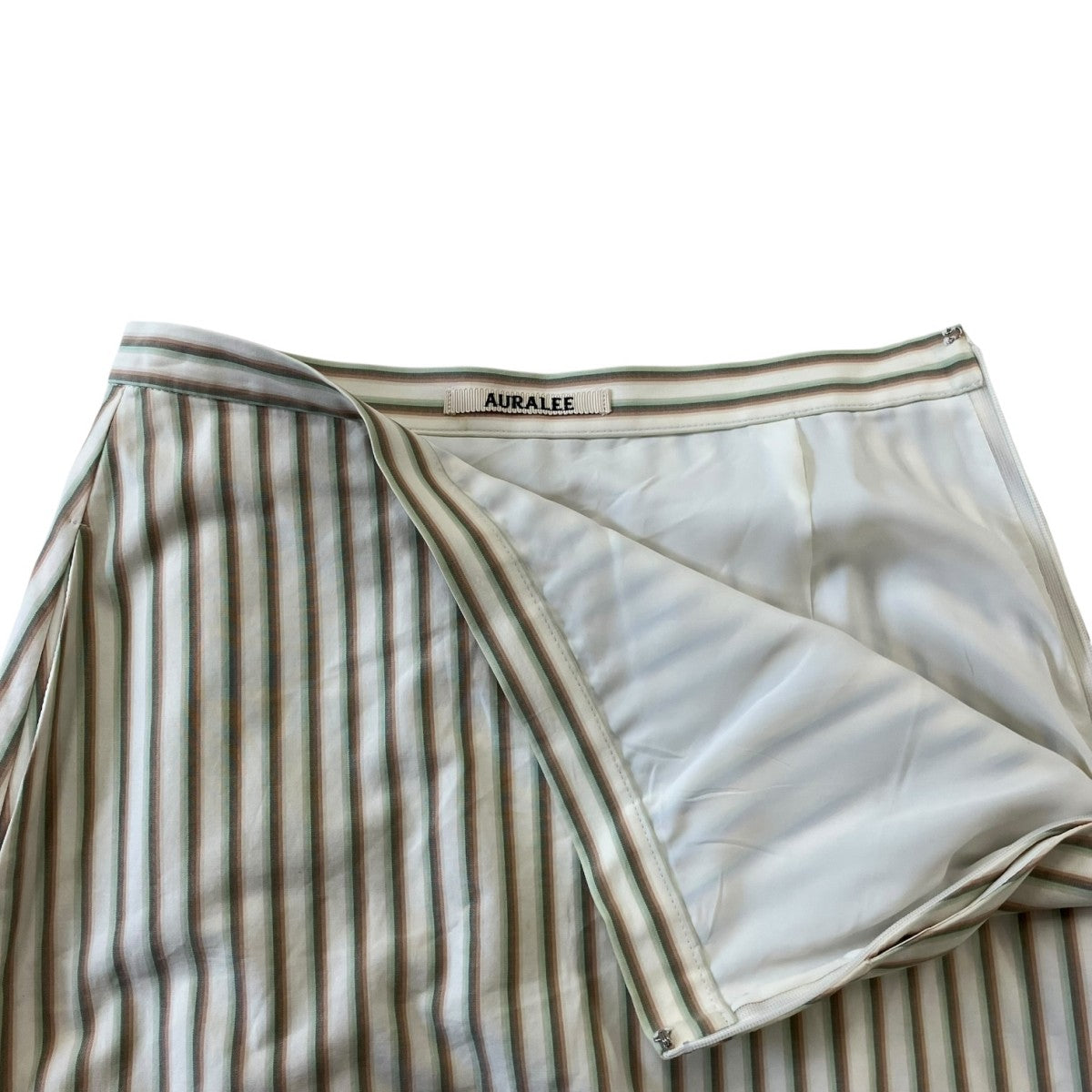 AURALEE WASHED FINX TWILL STRIPE LONG SKIRTストライプロングスカートA9SS03TS 古着・中古-3枚目のアイテム画像