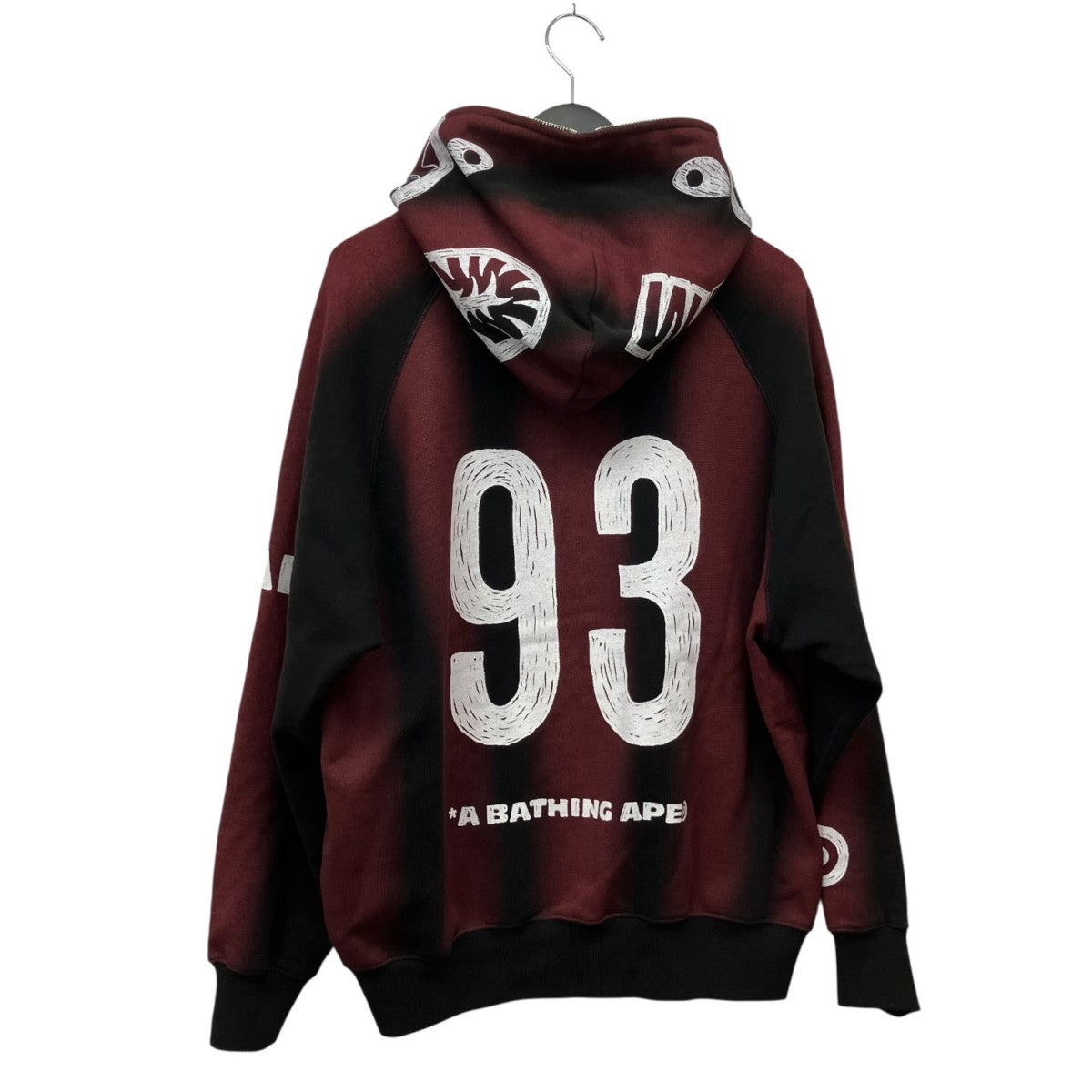 BAPE BY A BATHING APE Hand Draw Football Shark Relaxed Fit Full Zip Hoodieシャークジップパーカー1M30153308 古着・中古-2枚目のアイテム画像