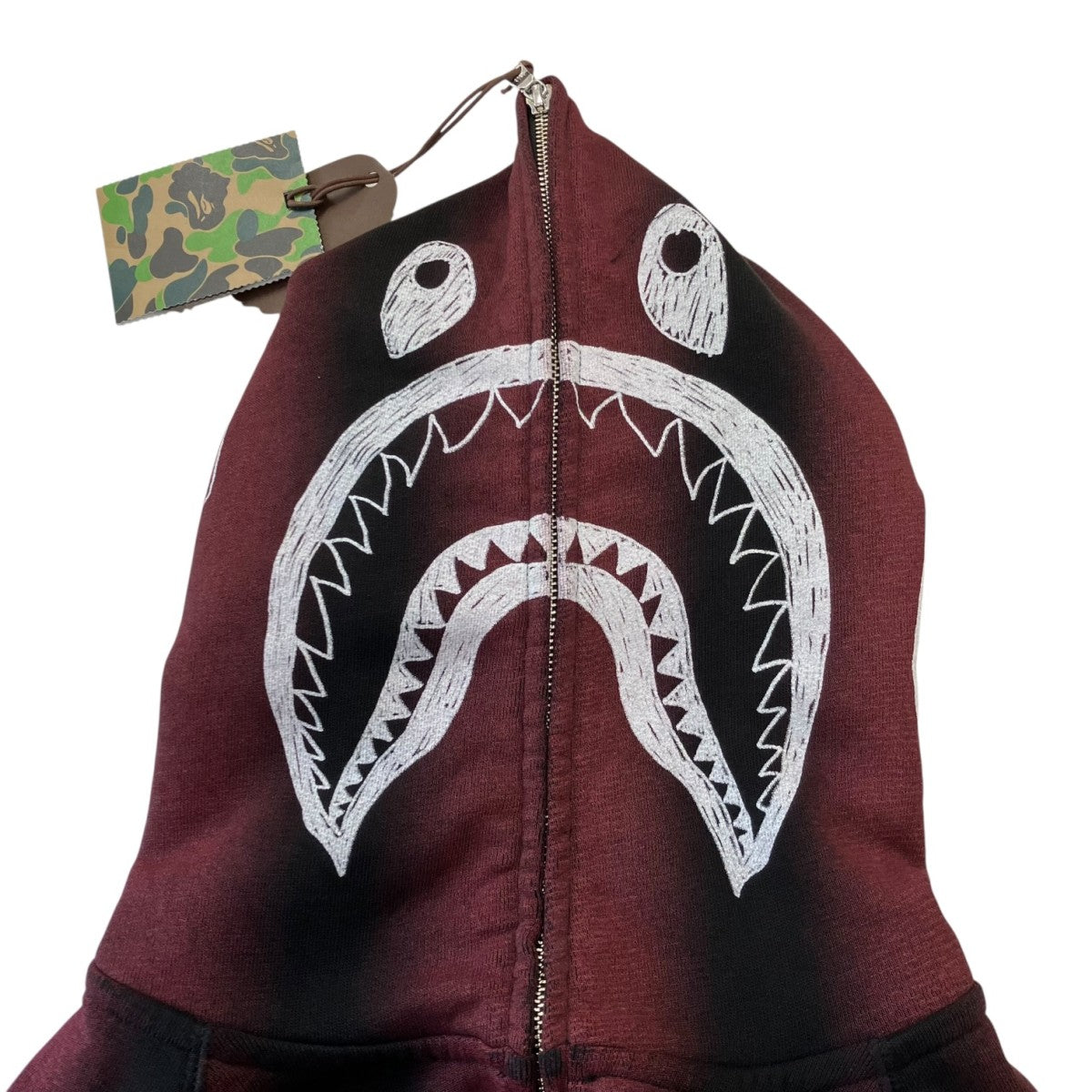 BAPE BY A BATHING APE Hand Draw Football Shark Relaxed Fit Full Zip Hoodieシャークジップパーカー1M30153308 古着・中古-4枚目のアイテム画像