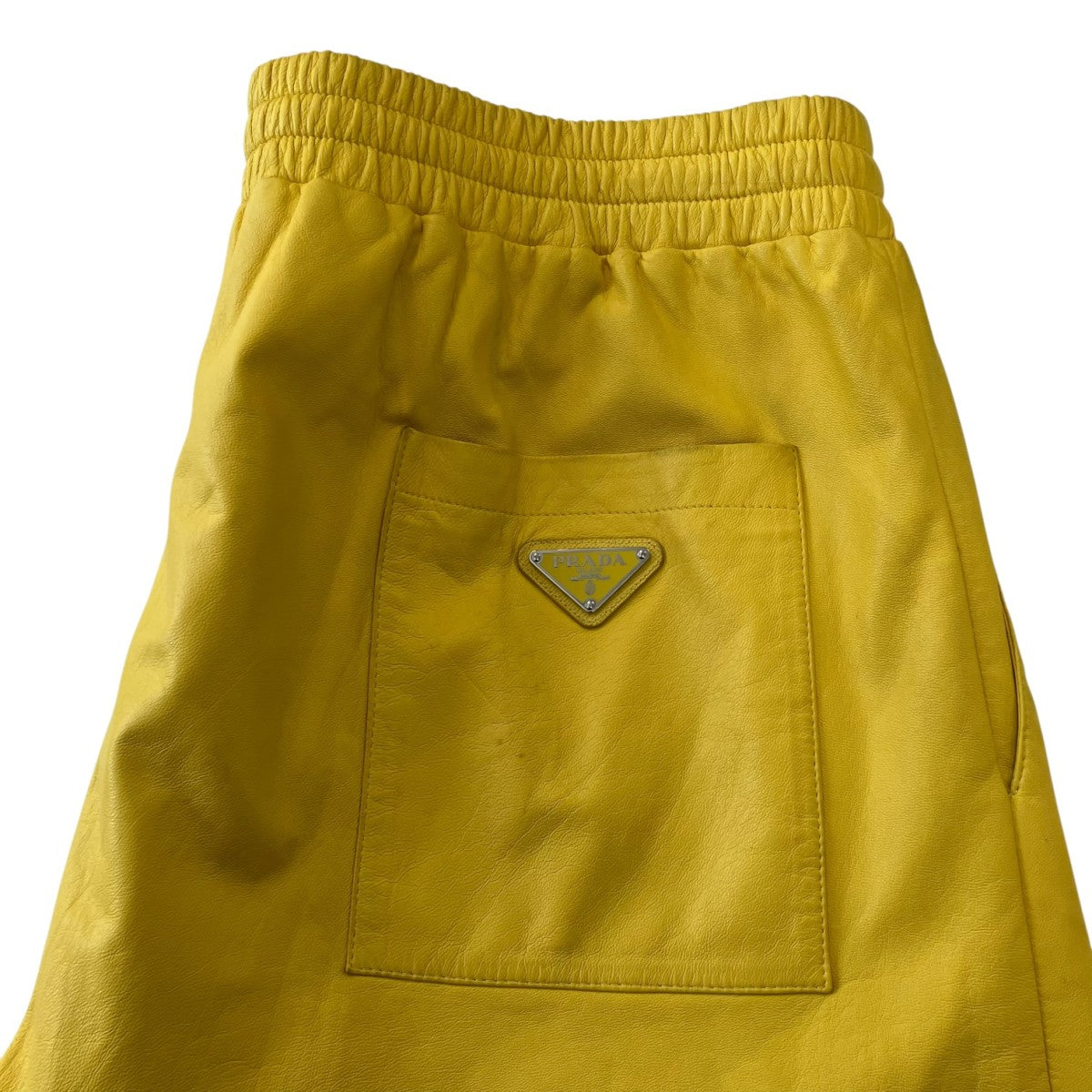 PRADA トライアングルロゴレザーハーフパンツUPP224 1WDV 古着・中古-4枚目のアイテム画像