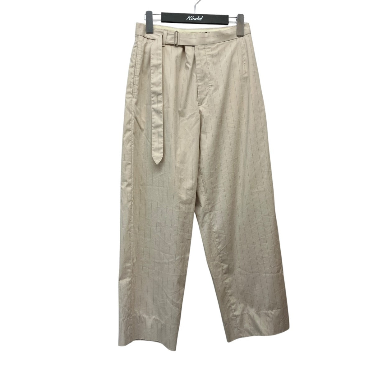 21SS 「FINX NYLON STRETCH WIDE SLACKS」 ストライプベルテッドパンツ A21SP02FN