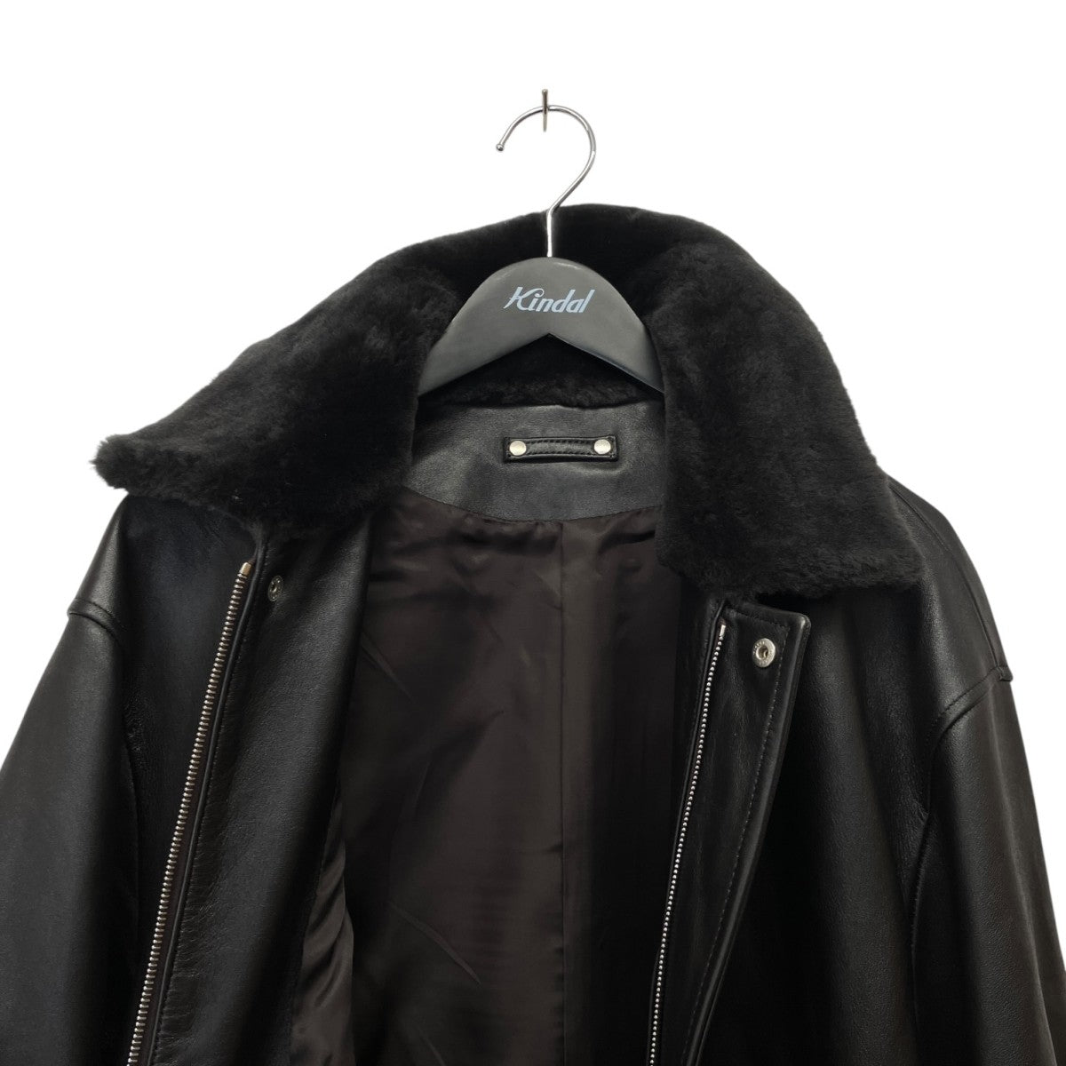25AWMOUTON COLLAR SHEEP LEATHER ZIP JACKETラムレザージップアップジャケットST.1216